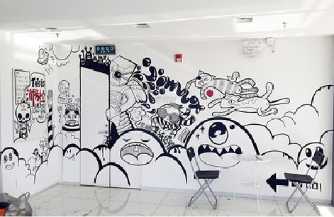 浦北手绘墙并非传统涂鸦。